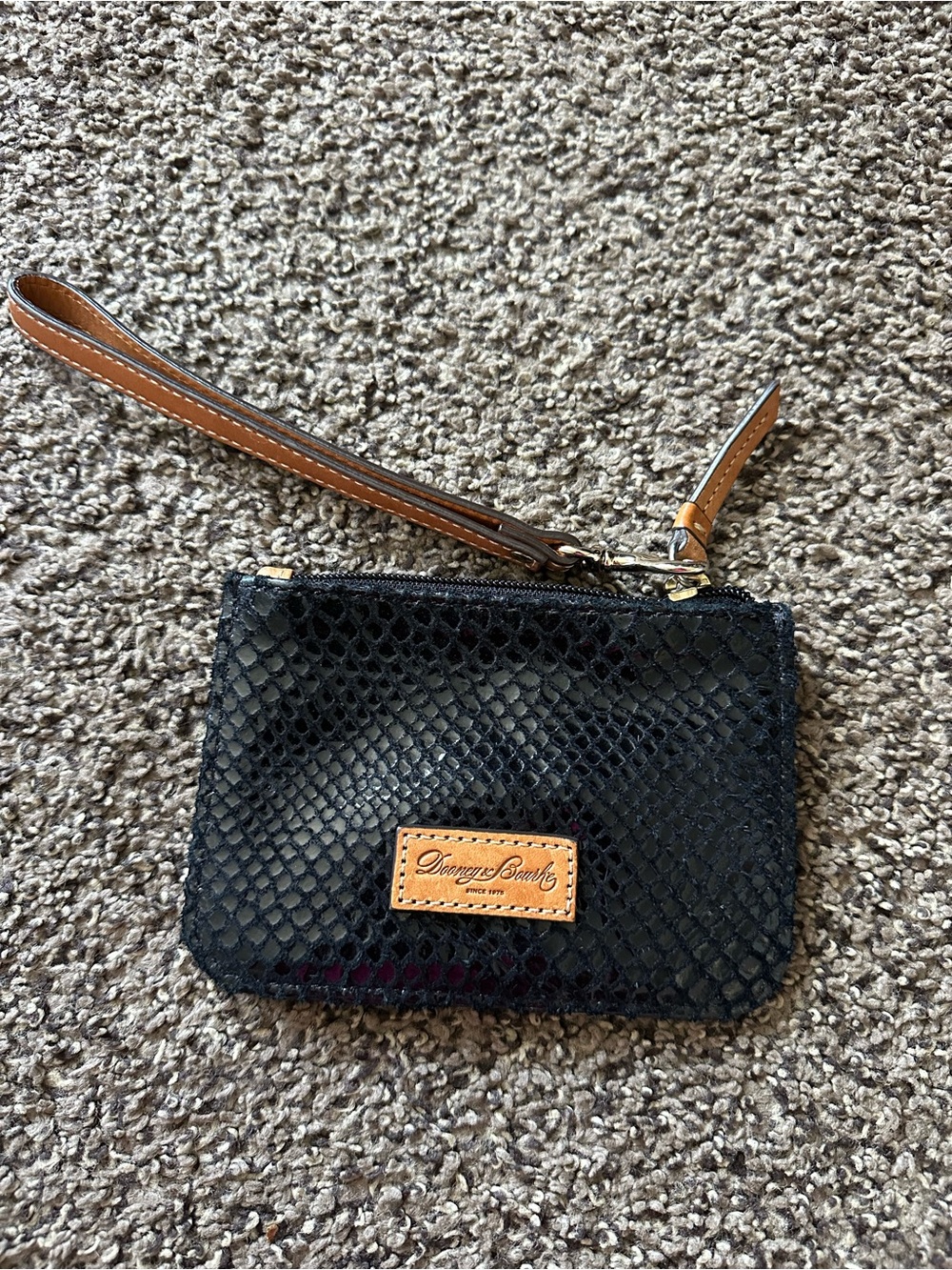 Dooney & Bourke Black Textured Hobo with Tan Leather Trim and Wristlet - Picture 7 of 13